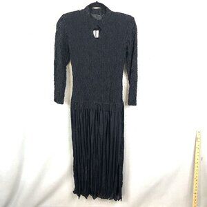 Vintage Rubina Dress Womens Small Black Lace Pleats Fairy Whimsigoth  Feminine